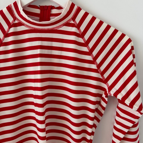 J. Crew Long-Sleeve Rash Guard in Red Stripes Size S Like New - Picture 2 of 7